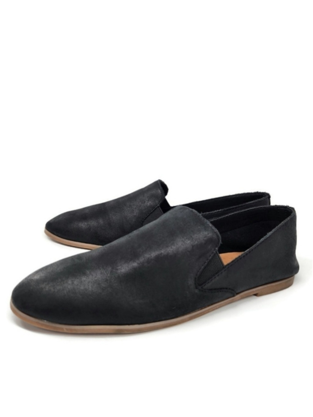 Lucky Brand Charsa 2 Soft Black Nubuck Leather Slip-On Loafer Flats